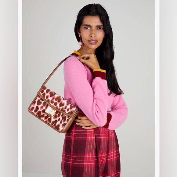 ♠️kate spade Katy Leopard Haircalf Medium Shoulder Bag, Pink Multi NWT - Picture 8 of 8